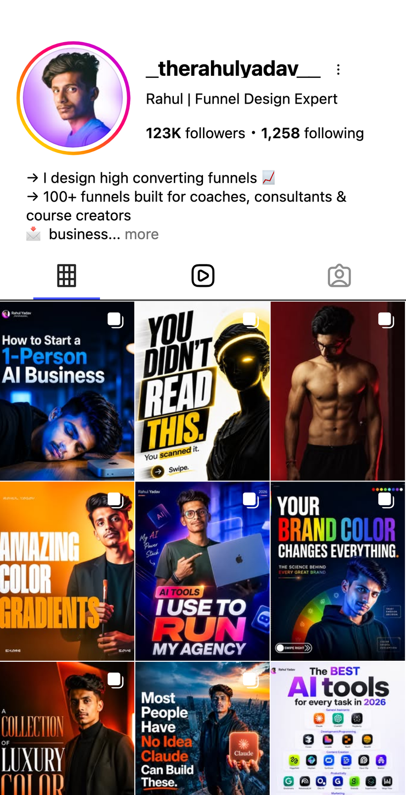 Instagram profile of _therahulyadav__ showing 123K followers